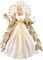 Lighted Christmas Tree Topper Angel with Timer, 12 Inch Luxury White Gold Fabric Small Angel Tree Topper with Lights for Christmas Tree Decoration Indoor, Battery Operated